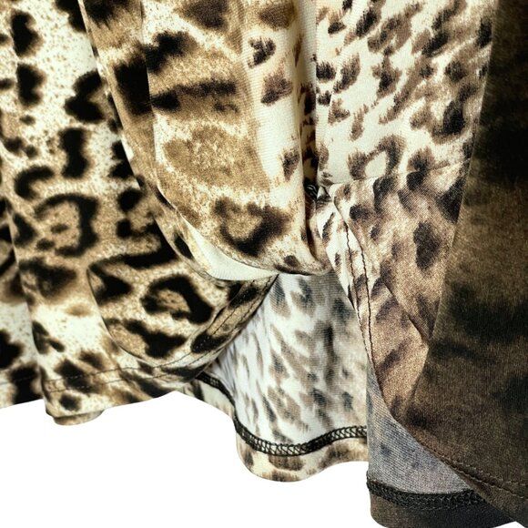 Clara Sunwoo Mixed Animal Print Top Size L Black Knotted Stretch Knit Blouse - Picture 5 of 11